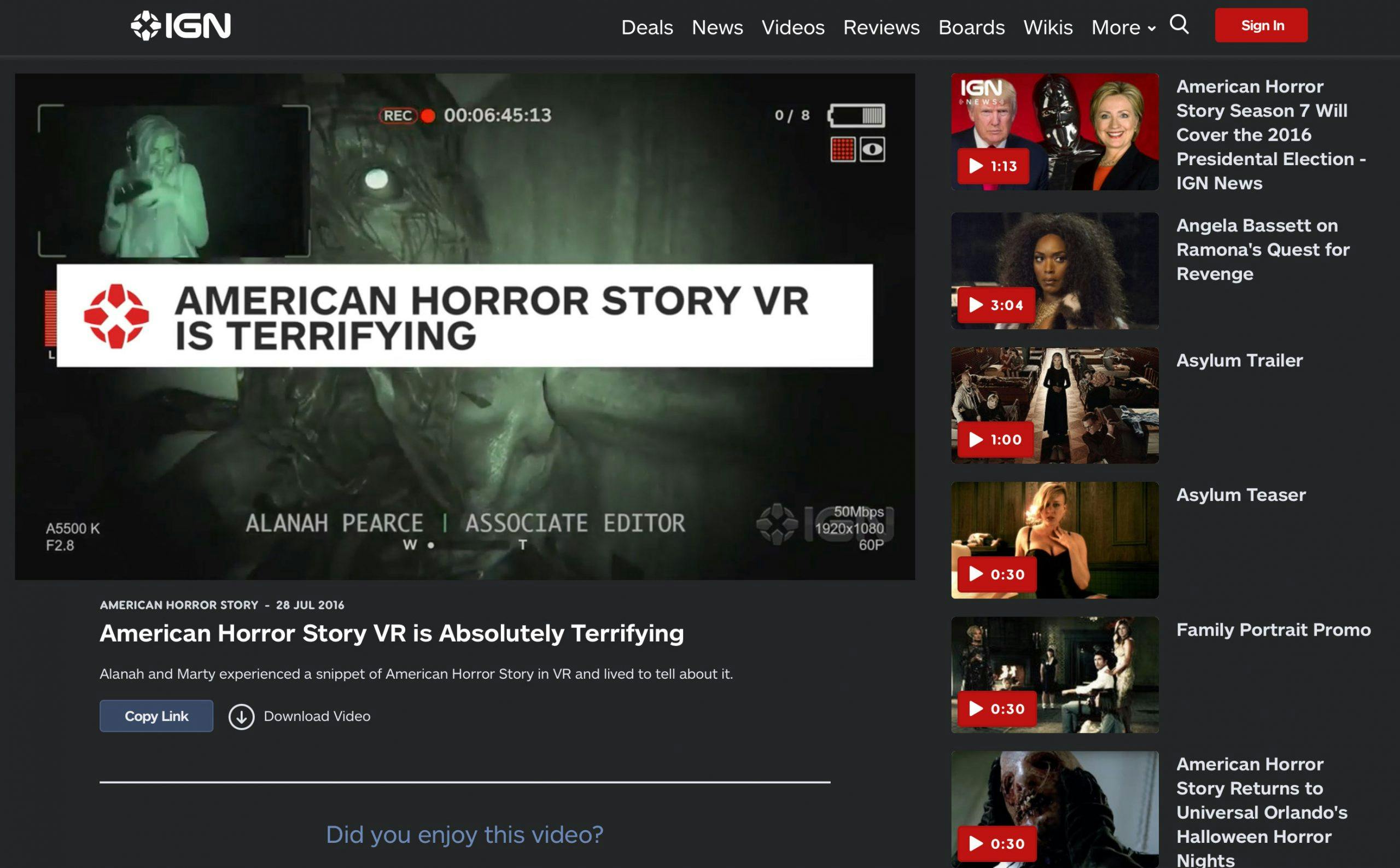 Cover Image for IGN – American Horror Story VR is Absolutely Terrifying