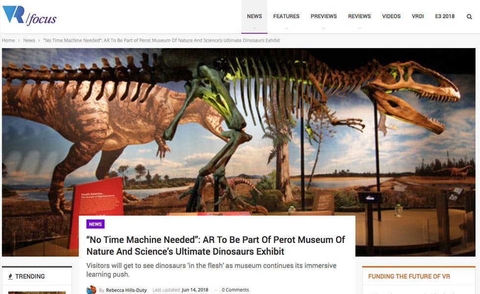 Cover Image for VR Focus – “No Time Machine Needed” AR To Be Part of Perot Museum