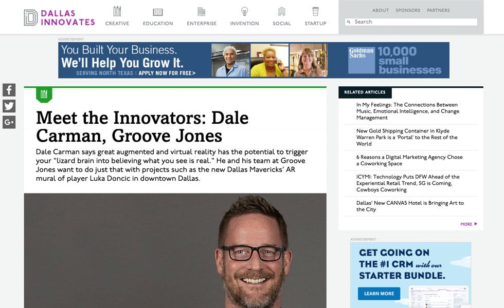 Cover Image for D Magazine Dallas Innovates – Meet the Innovators: Dale Carman, Groove Jones