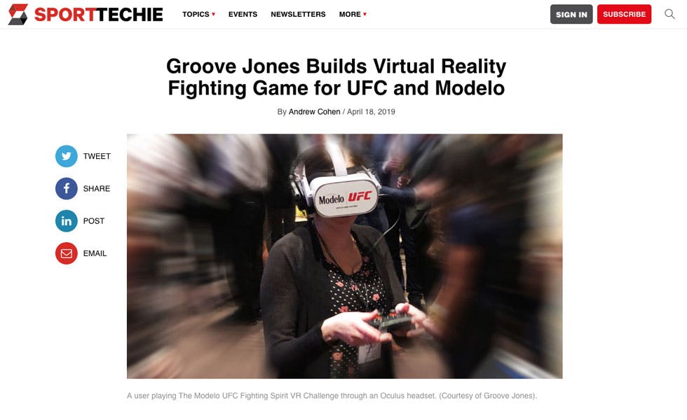 Cover Image for Groove Jones Builds Virtual Reality Fighting Game for UFC and Modelo