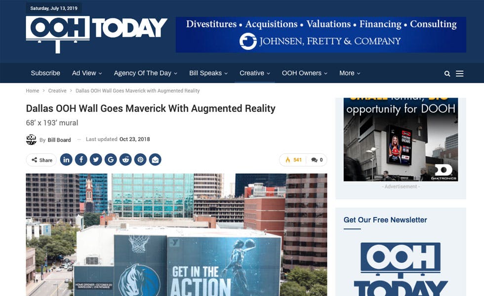 Cover Image for OOH Today – Dallas OOH Wall Goes Maverick With Augmented Reality