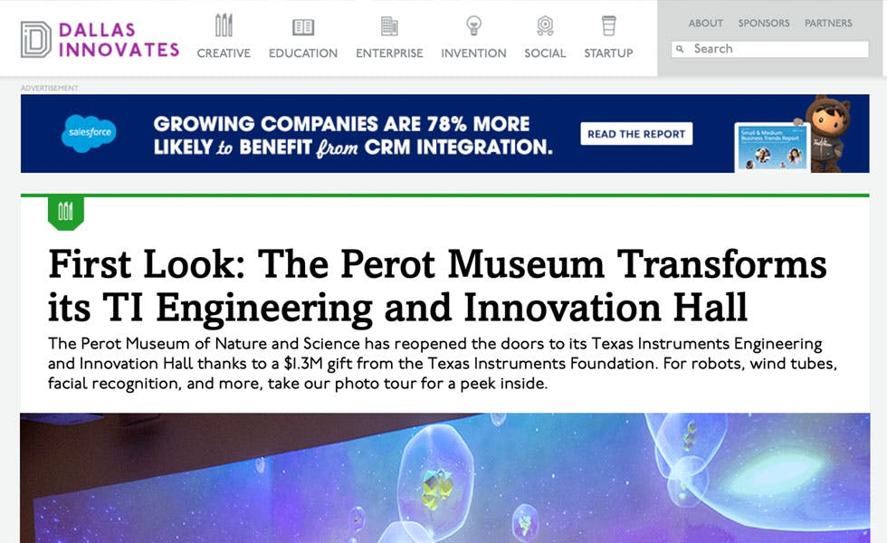 Cover Image for Dallas Innovates –  The Perot Museum Transforms its TI Engineering and Innovation Hall