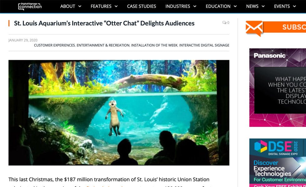 Cover Image for Digital Signage Connection – St. Louis Aquarium’s Interactive “Otter Chat” Delights Audiences