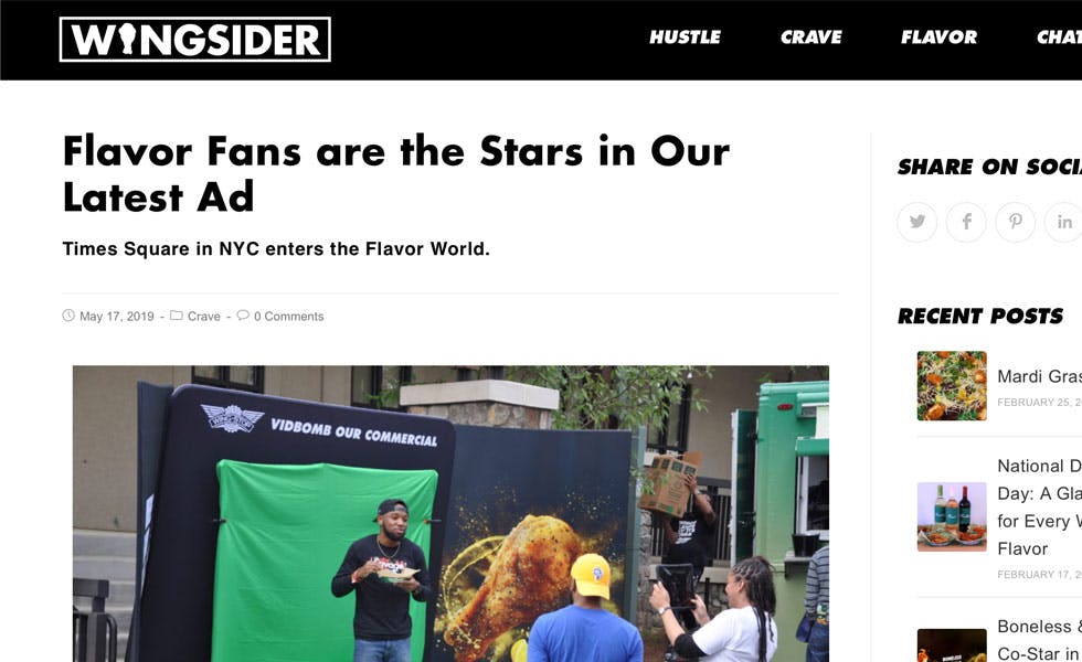 Cover Image for Wingsider – Flavor Fans are the Stars in Our Latest Ad