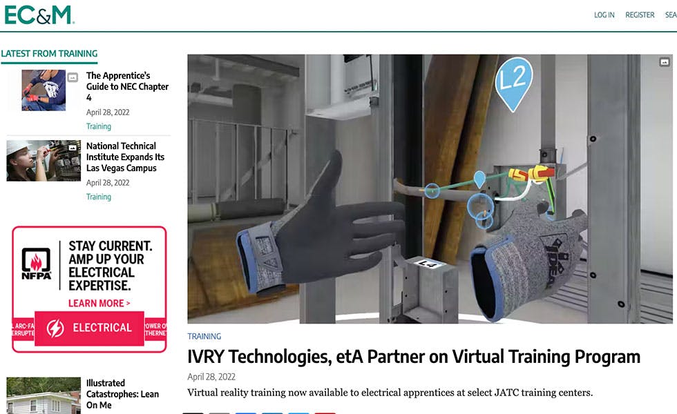 Cover Image for EC&M – IVRY Technologies, etA Partner on VR Training Program