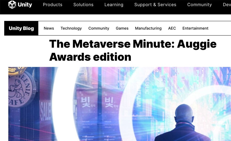 Cover Image for Unity Blog – The Metaverse Minute: Auggie Awards Edition