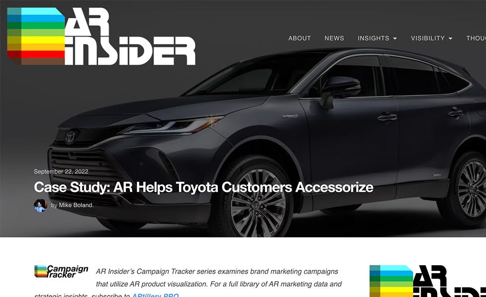 Cover Image for AR Insider – AR Helps Toyota Customers Accessorize