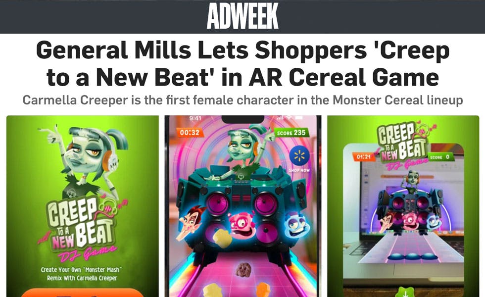 Cover Image for AdWeek – General Mills Lets Shoppers ‘Creep to a New Beat’ in AR Cereal Game