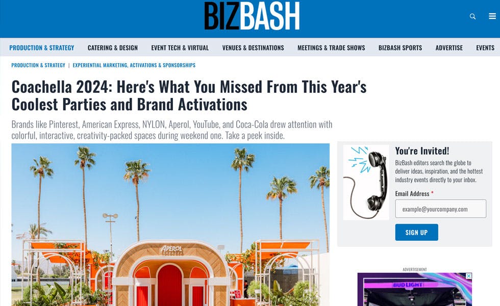 Cover Image for BizBash.com – Coachella 2024: Here’s What You Missed From This Year’s Coolest Parties and Brand Activations