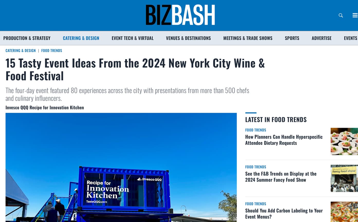 Cover Image for BizBash.com – 15 Tasty Event Ideas From the 2024 New York City Wine & Food Festival