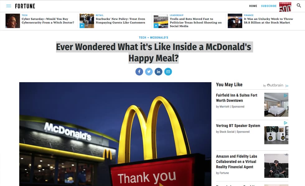 Fortune – Ever Wondered What it’s Like Inside a McDonald’s Happy Meal?