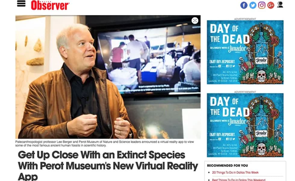 Dallas Observer: Get Up Close With an Extinct Species With Perot Museum’s New Virtual Reality App