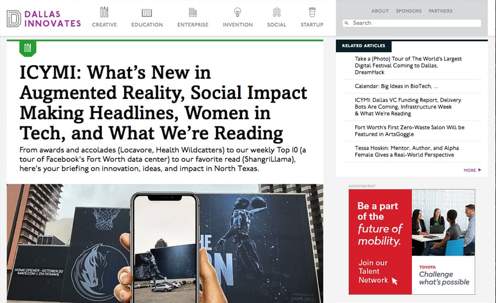 Dallas Innovates: ICYMI: What’s New in Augmented Reality