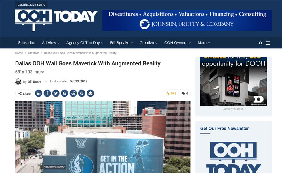 OOH Today – Dallas OOH Wall Goes Maverick With Augmented Reality