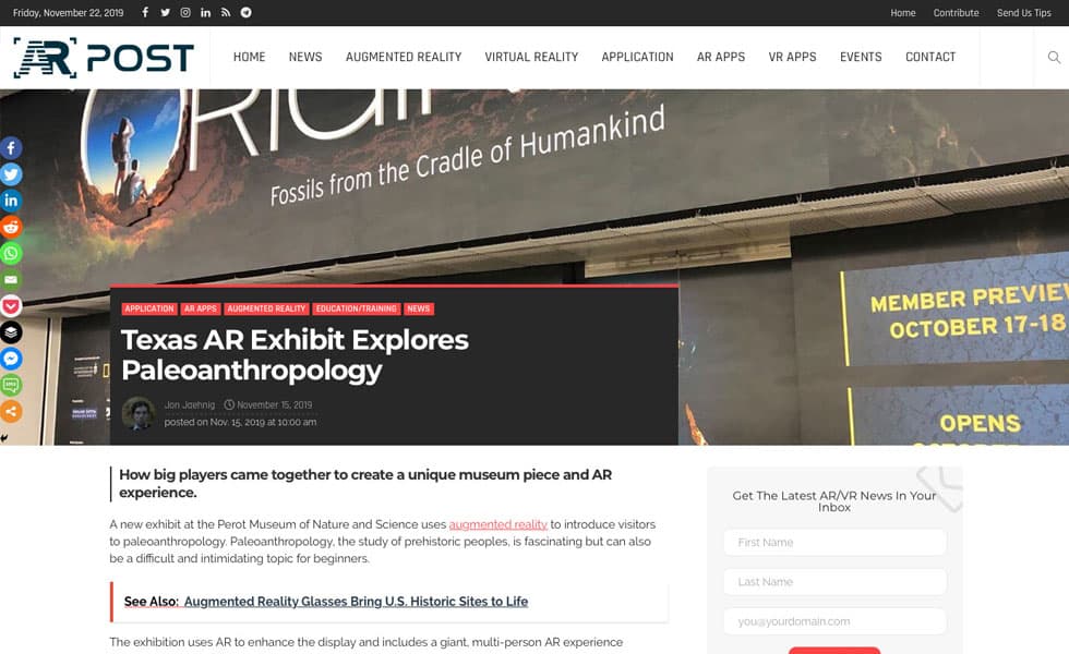AR Post – Texas AR Exhibit Explores Paleoanthropology