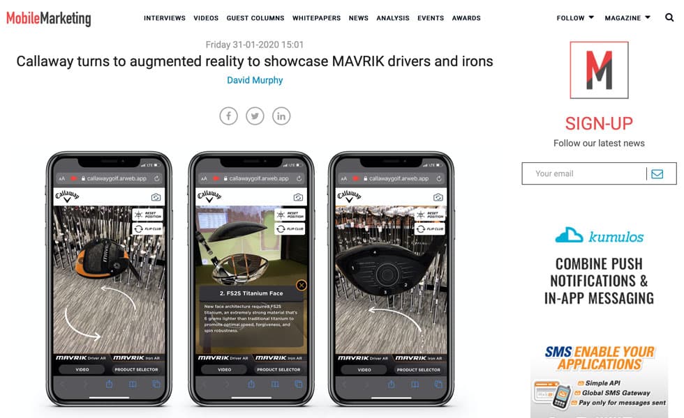 Mobile Marketing – Callaway Turns to Augmented Reality to Showcase MAVRIK Drivers and Irons