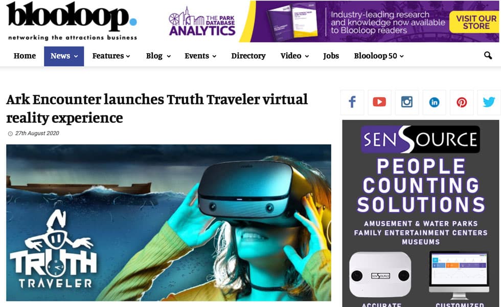 Blooloop.com – Ark Encounter Launches Truth Traveler Virtual Reality Experience