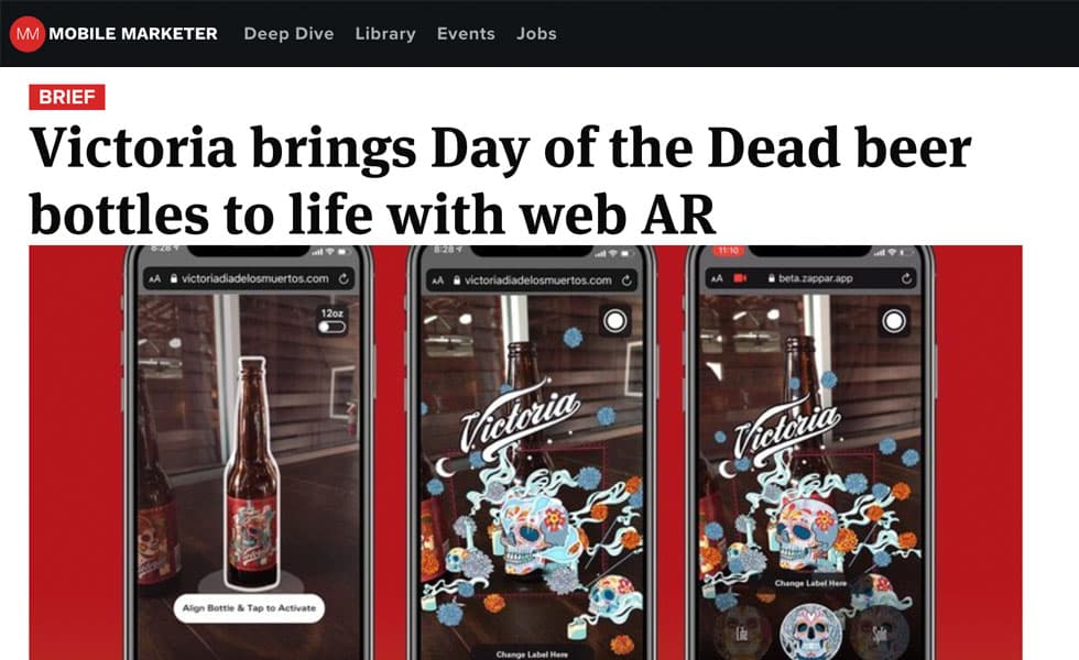 Mobile Marketer – Victoria brings Day of the Dead Beer Bottles to Life with Web AR