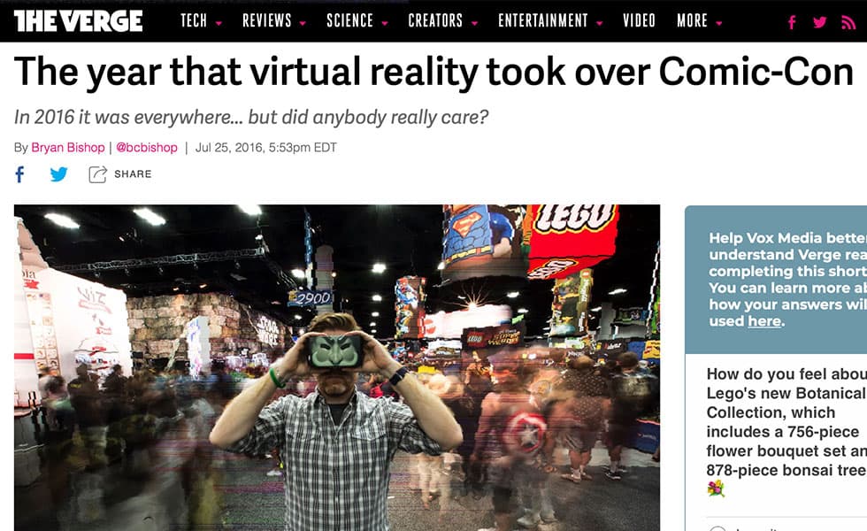 The Verge – The year that virtual reality took over Comic-Con