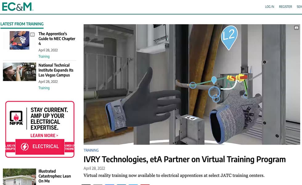 EC&M – IVRY Technologies, etA Partner on VR Training Program