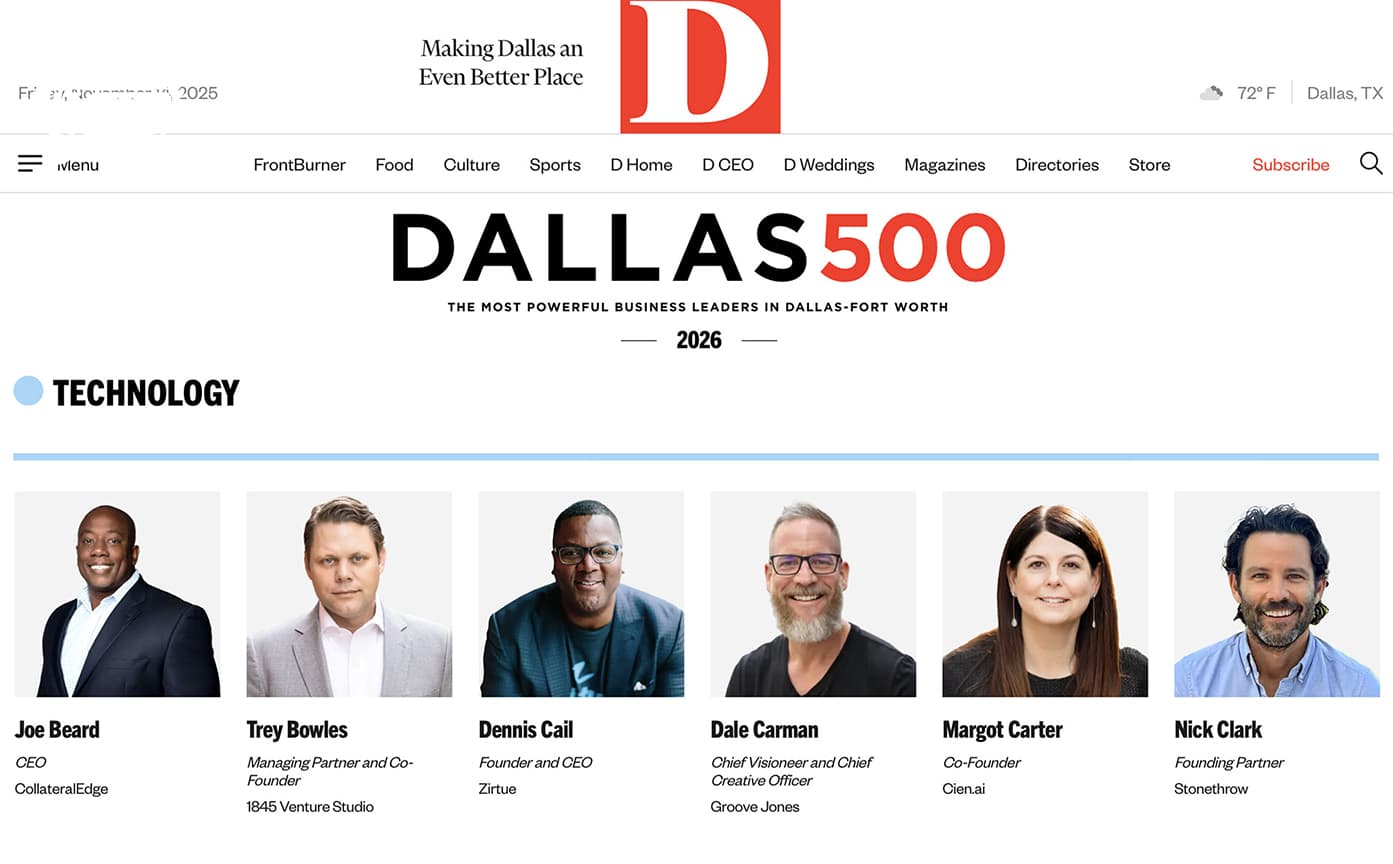 Cover Image for Groove Jones CEO Dale Carman Named in the Dallas 500 Most Powerful Business Leaders for 2026