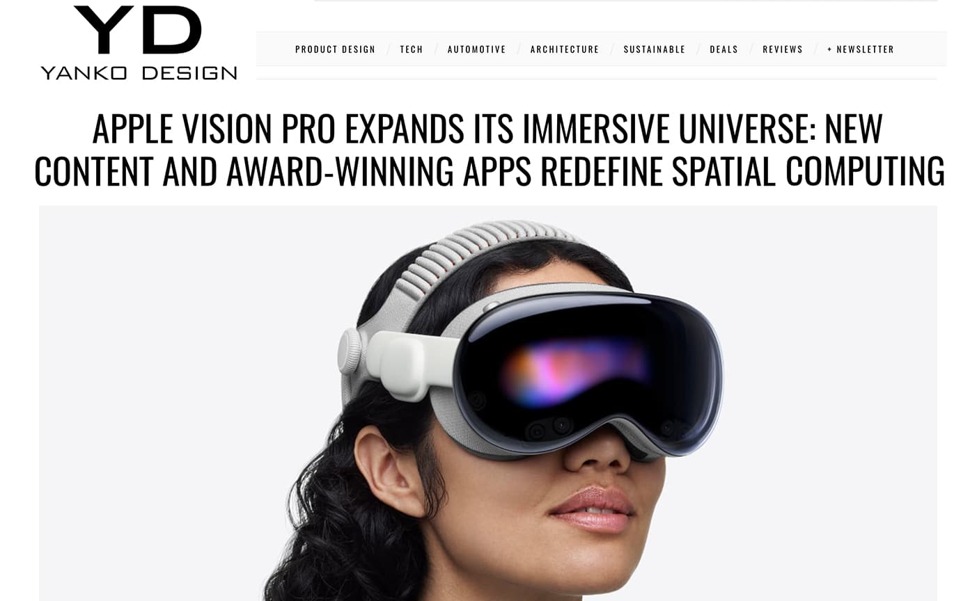 Cover Image for Yanko Design Article – Apple Vision Pro Expands Its Immersive Universe: New Content and Award-Winning Apps Redefine Spatial Computing