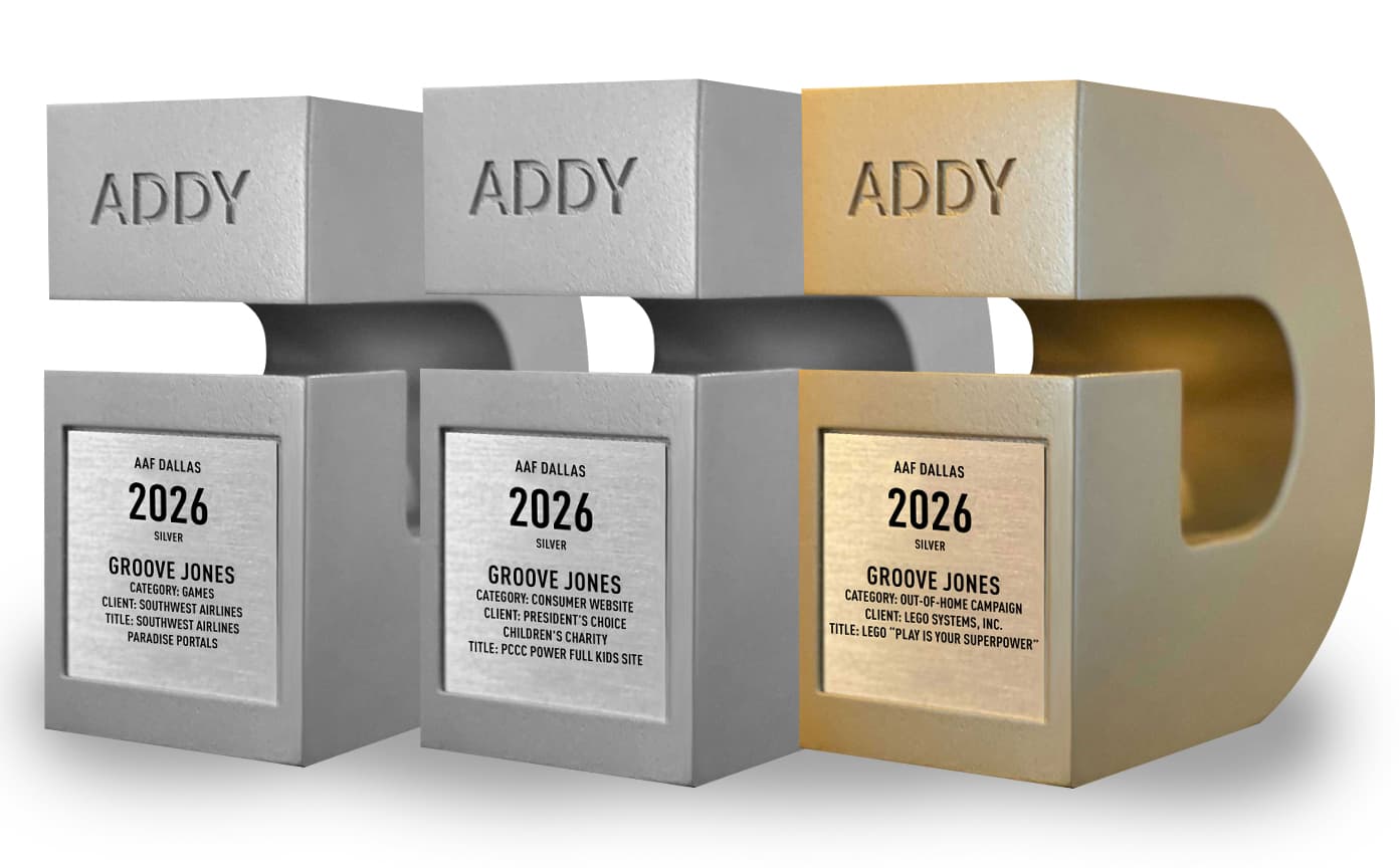 Dallas AAF 2026 Addy Awards – Groove Jones Wins Gold and Two Silver