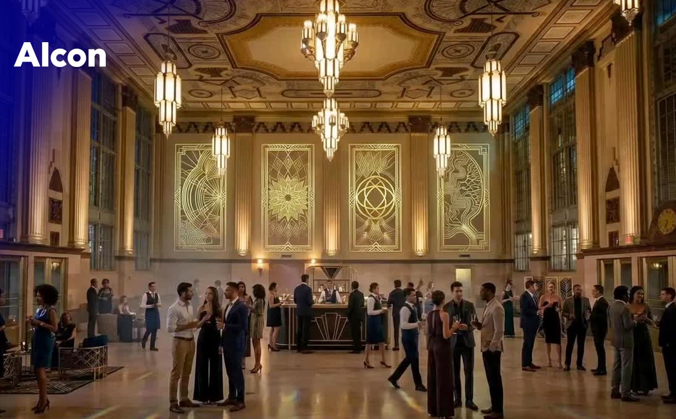 Cover image for Art Deco Projection Mapping Bring Alcon’s New Technology Showcase to Life