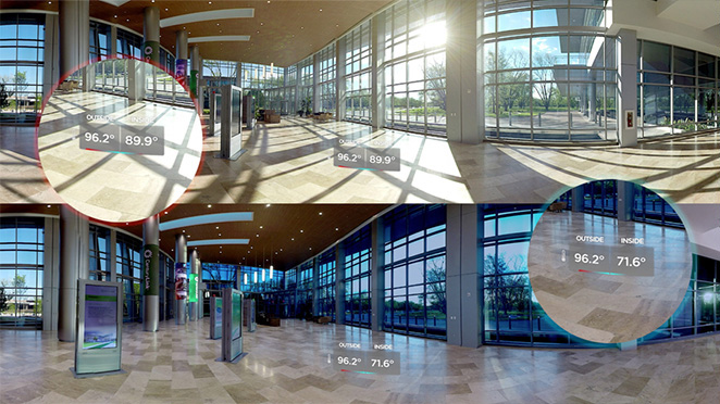 Part of the Century Link VR experience our team added graphics within the space to highlight the temperature changes.
