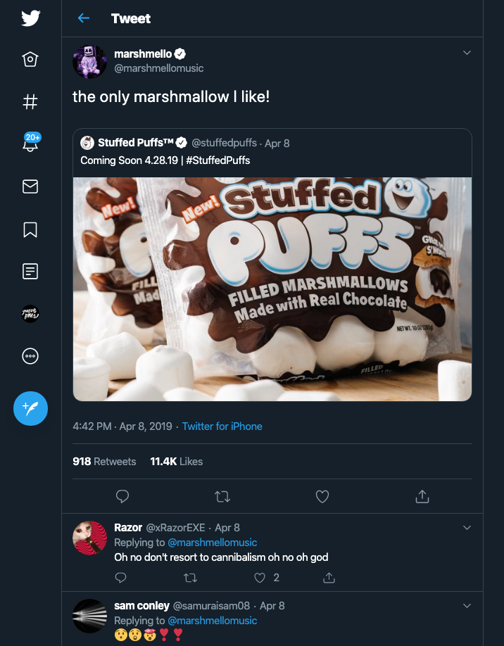 marshmello stuffed puffs